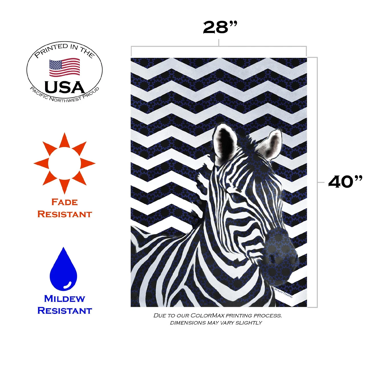 Chevron Zebra Outdoor House Flag 40" X 28" 3 Chevron Zebra Outdoor House Flag 40" X 28" - Image 3