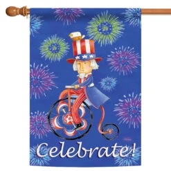 Uncle Sam 'Celebrate' Patriotic Outdoor House Flag 40" X 28"