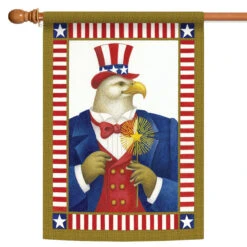 Uncle Eagle Sam Patriotic Outdoor House Flag 40" X 28"