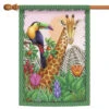 Giraffe And Toucan Outdoor House Flag 40" X 28"