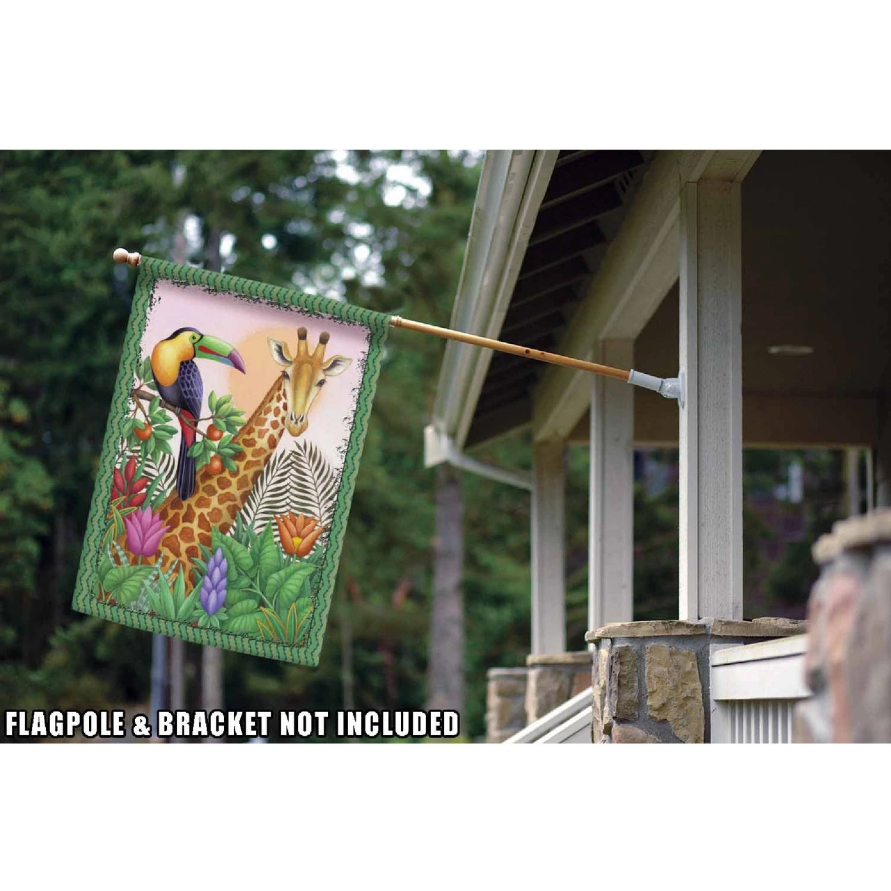 Giraffe And Toucan Outdoor House Flag 40" X 28" 2 Giraffe And Toucan Outdoor House Flag 40" X 28" - Image 2