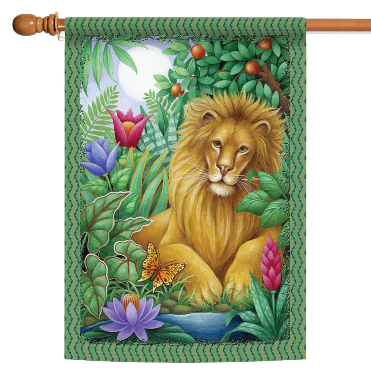 Lion Lounging On A Tree Outdoor House Flag 40" X 28' 1 Lion Lounging On A Tree Outdoor House Flag 40" X 28'