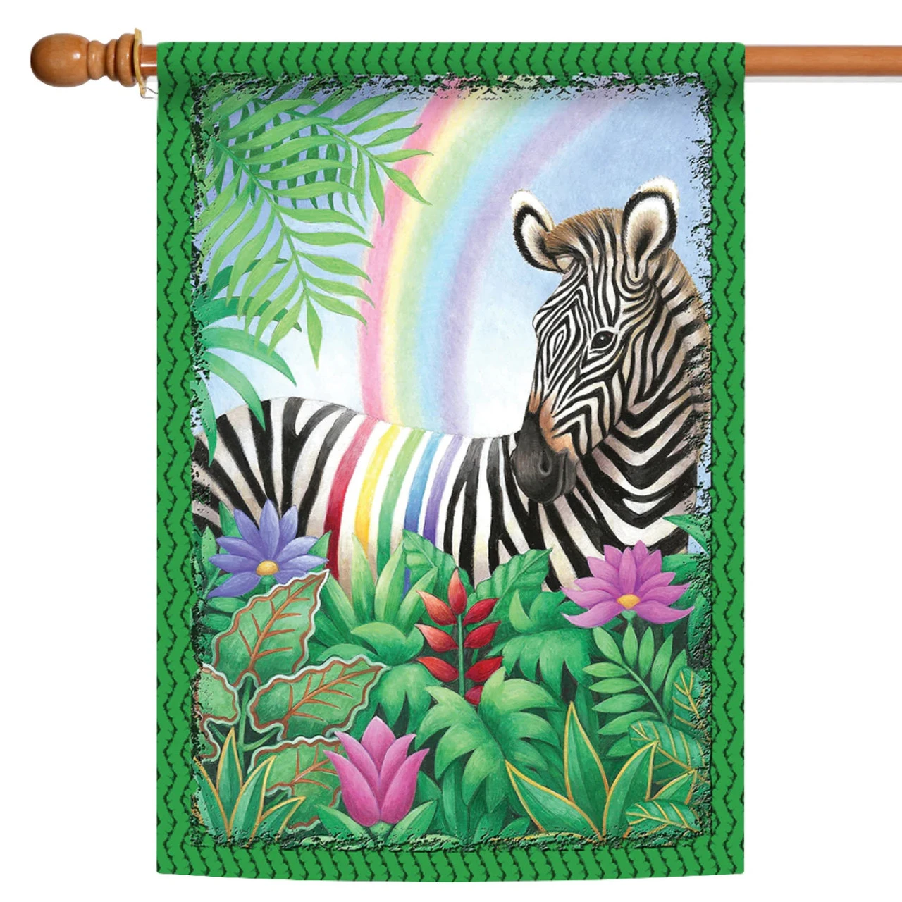 Rainbow And Zebra Outdoor House Flag 40" X 28" 1 Rainbow And Zebra Outdoor House Flag 40" X 28"