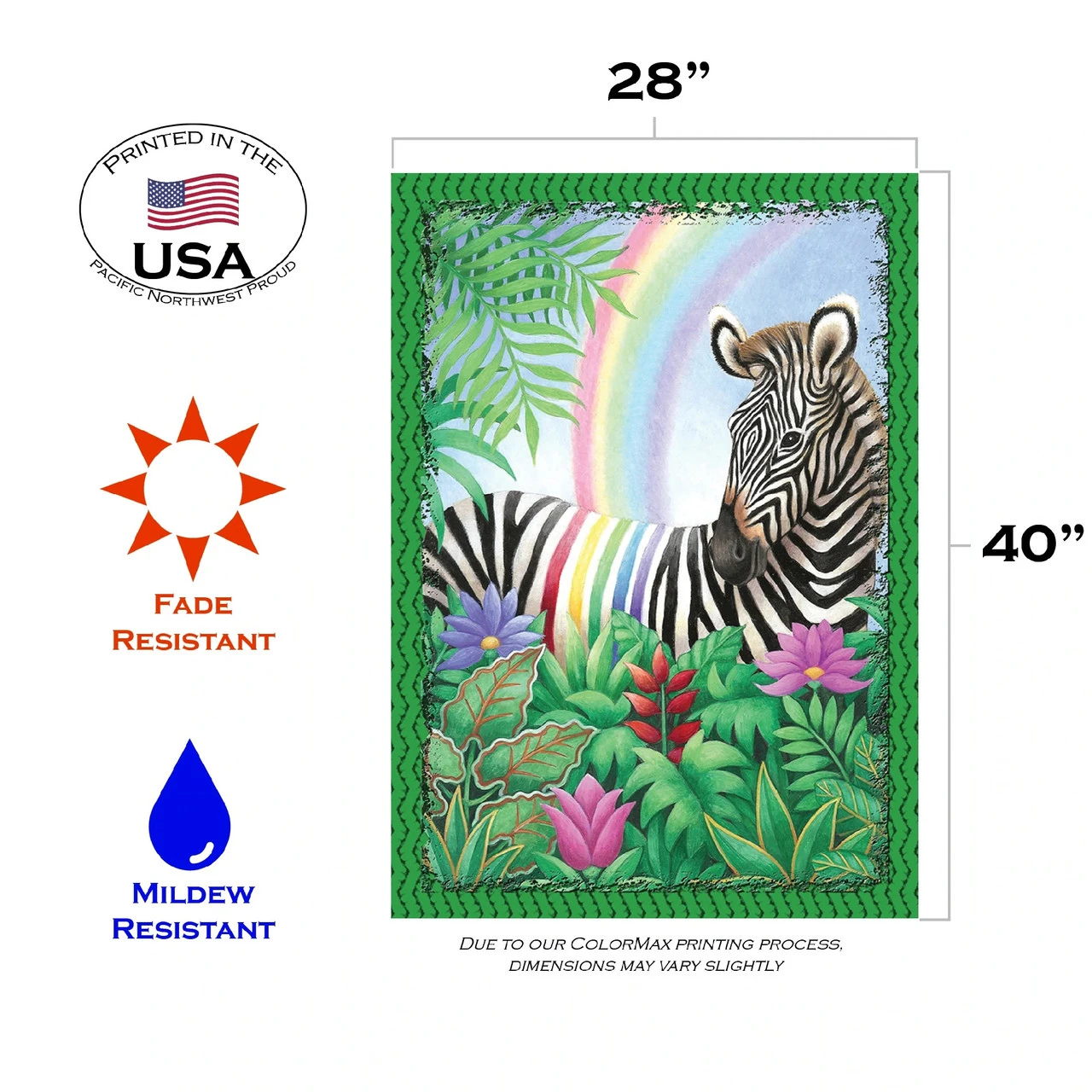 Rainbow And Zebra Outdoor House Flag 40" X 28" 3 Rainbow And Zebra Outdoor House Flag 40" X 28" - Image 3