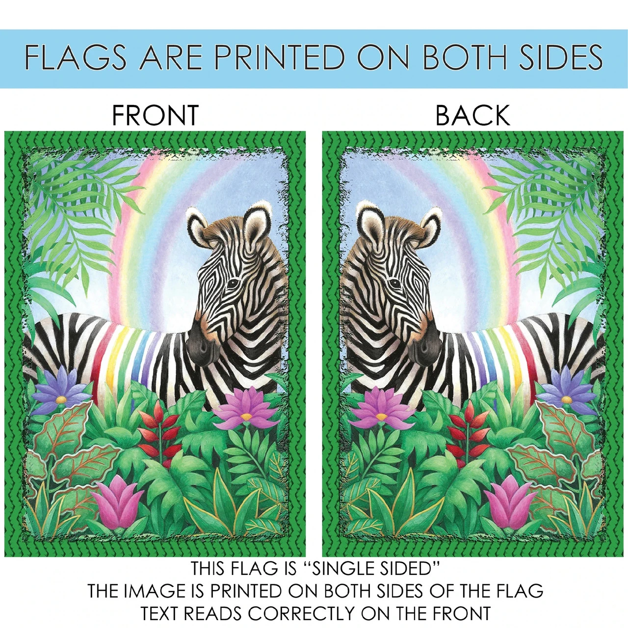 Rainbow And Zebra Outdoor House Flag 40" X 28" 4 Rainbow And Zebra Outdoor House Flag 40" X 28" - Image 4