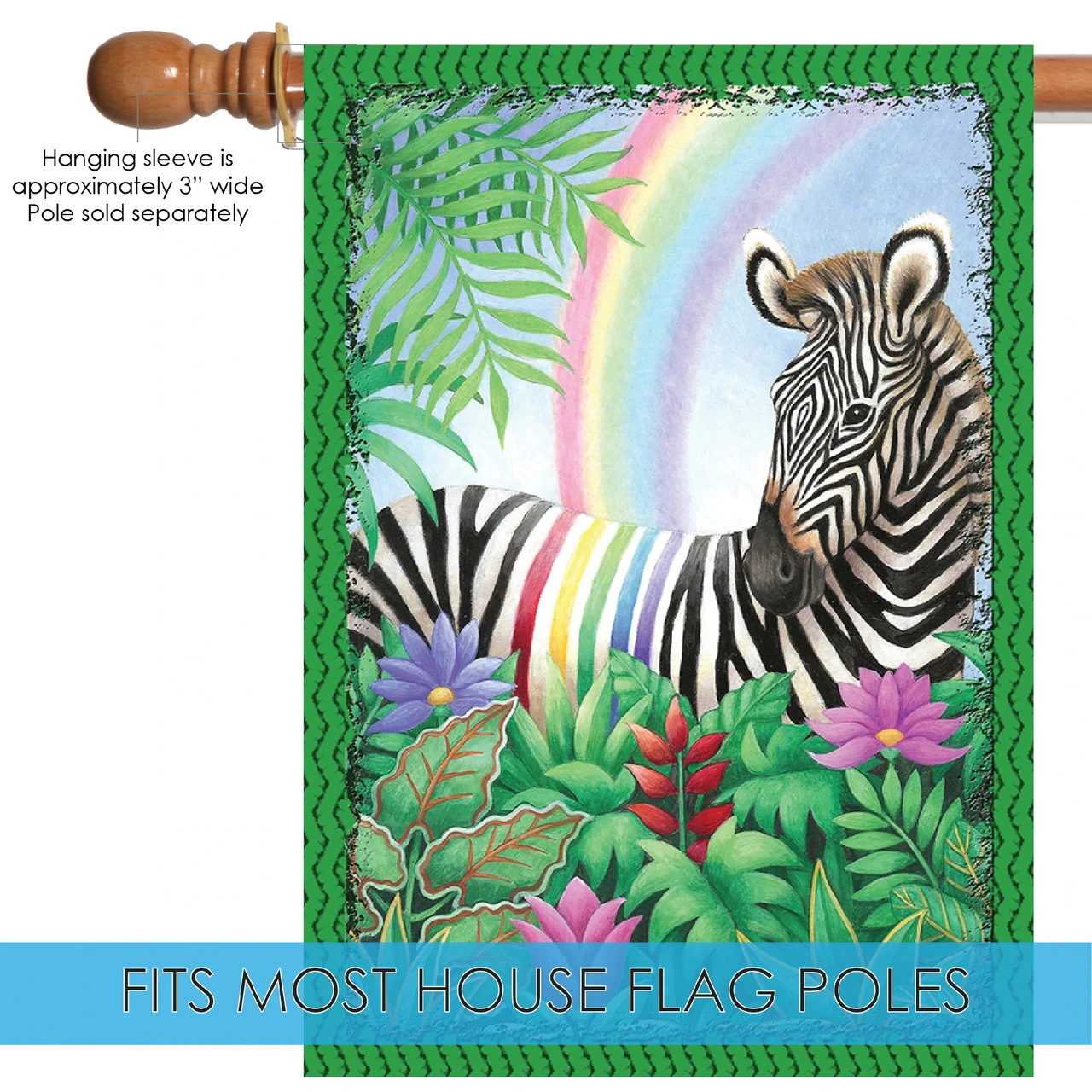 Rainbow And Zebra Outdoor House Flag 40" X 28" 5 Rainbow And Zebra Outdoor House Flag 40" X 28" - Image 5
