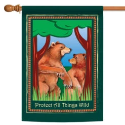 Bears 'Protect All Things Wild' Outdoor House Flag 40" X 28"