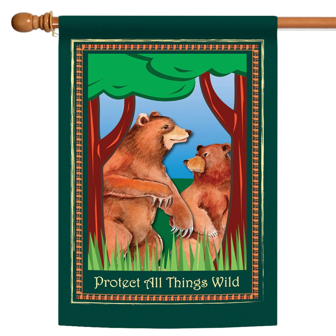 Bears 'Protect All Things Wild' Outdoor House Flag 40" X 28" 1 Bears 'Protect All Things Wild' Outdoor House Flag 40" X 28"