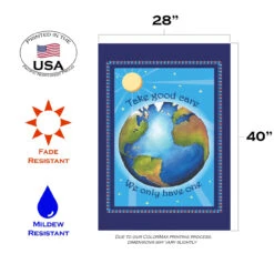 Protect Earth 'Take Good Care We Only Have One' Outdoor House Flag 40" X 28" -PatioVibe Shop dtol109836 3 89198.1682374769