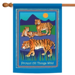 Tigers 'Protect All Things Wild' Outdoor House Flag 40' X 28"