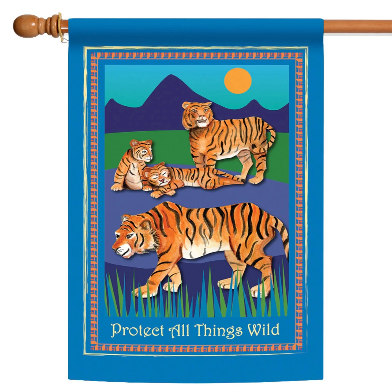 Tigers 'Protect All Things Wild' Outdoor House Flag 40' X 28" 1 Tigers 'Protect All Things Wild' Outdoor House Flag 40' X 28"