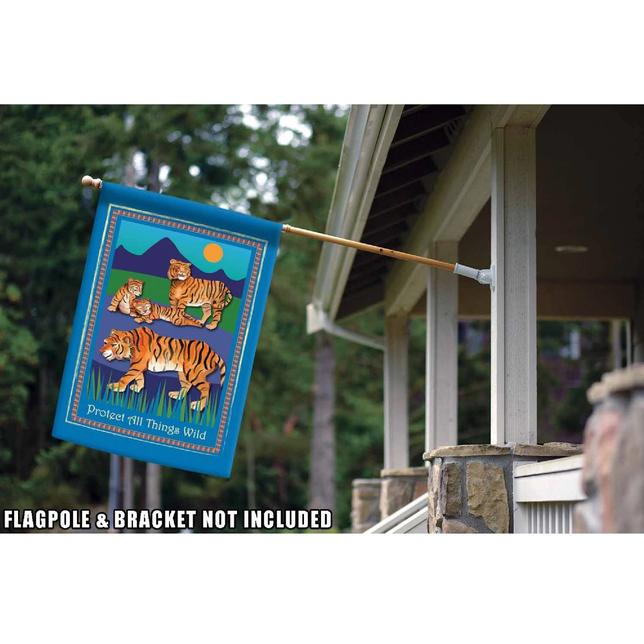 Tigers 'Protect All Things Wild' Outdoor House Flag 40' X 28" 2 Tigers 'Protect All Things Wild' Outdoor House Flag 40' X 28" - Image 2