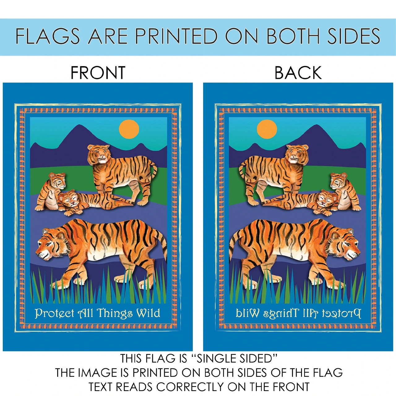 Tigers 'Protect All Things Wild' Outdoor House Flag 40' X 28" 4 Tigers 'Protect All Things Wild' Outdoor House Flag 40' X 28" - Image 4