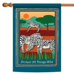 Zebra 'Protect All Things Wild' Outdoor House Flag 40" X 28"