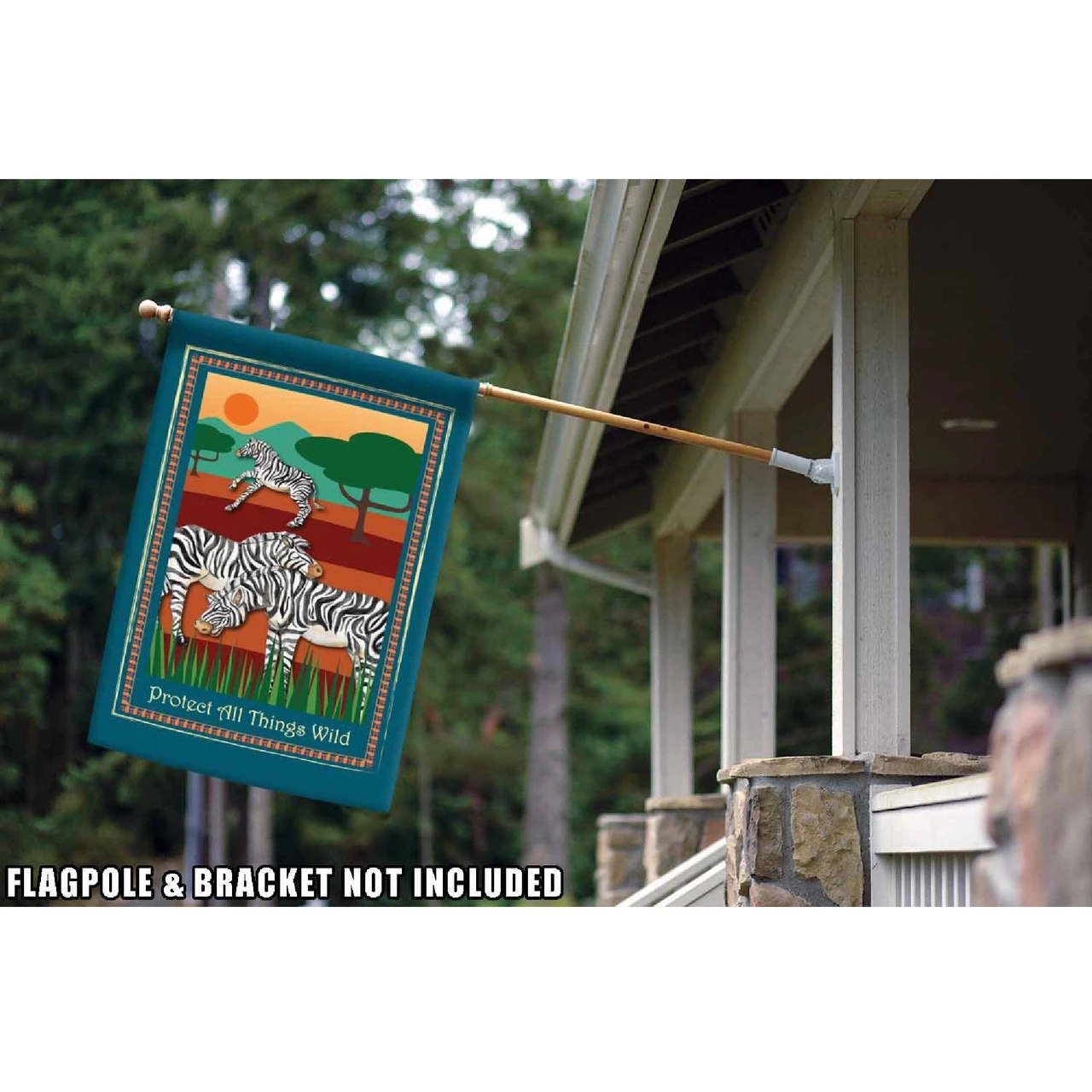Zebra 'Protect All Things Wild' Outdoor House Flag 40" X 28" 2 Zebra 'Protect All Things Wild' Outdoor House Flag 40" X 28" - Image 2