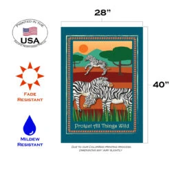 Zebra 'Protect All Things Wild' Outdoor House Flag 40" X 28" 7 Zebra 'Protect All Things Wild' Outdoor House Flag 40" X 28" -PatioVibe Shop dtol109840 3 99948.1682374762