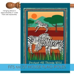 Zebra 'Protect All Things Wild' Outdoor House Flag 40" X 28" 9 Zebra 'Protect All Things Wild' Outdoor House Flag 40" X 28" -PatioVibe Shop dtol109840 5 89771.1682374762