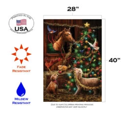 Christmas Barn Outdoor House Flag 40" X 28" 7 Christmas Barn Outdoor House Flag 40" X 28" -PatioVibe Shop dtol201010479 3 04054.1682374997