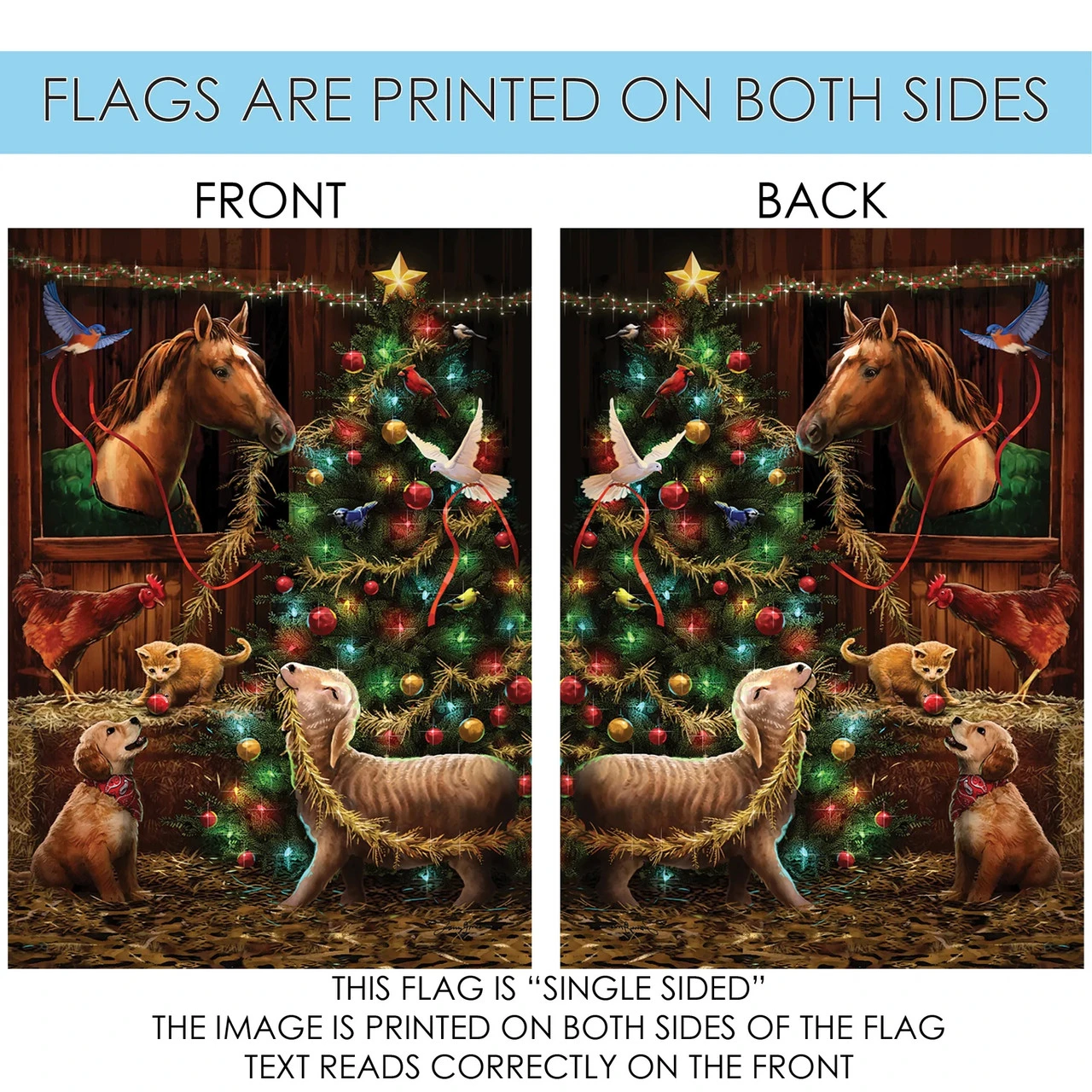 Christmas Barn Outdoor House Flag 40" X 28" 4 Christmas Barn Outdoor House Flag 40" X 28" - Image 4