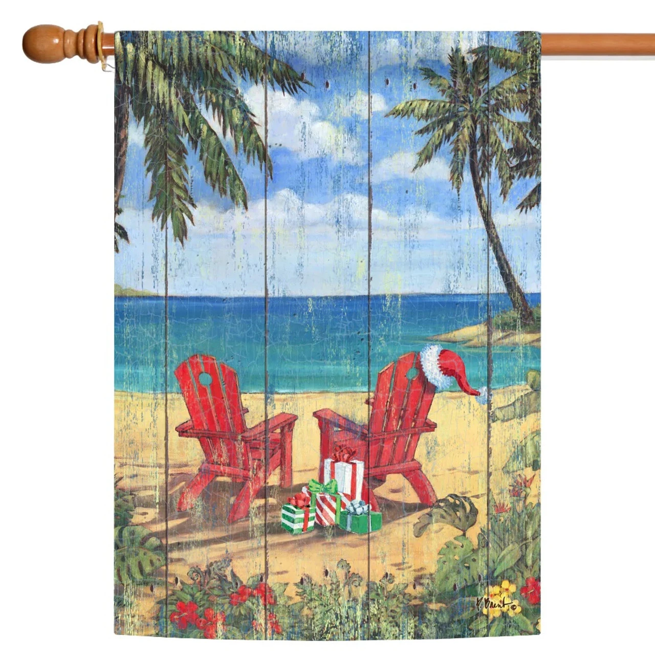Christmas Paradise Outdoor House Flag 40" X 28" 1 Christmas Paradise Outdoor House Flag 40" X 28"