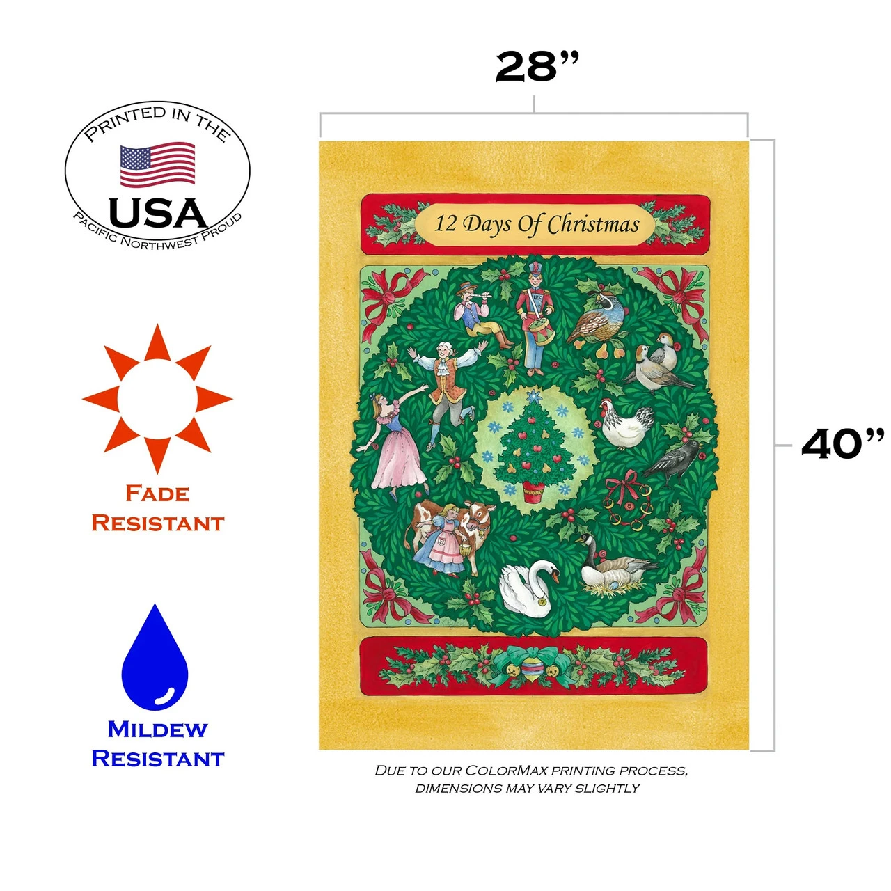 Twelve Days Of Christmas Outdoor House Flag 28" X 40" 3 Twelve Days Of Christmas Outdoor House Flag 28" X 40" - Image 3