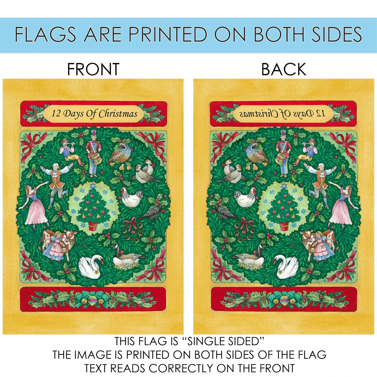 Twelve Days Of Christmas Outdoor House Flag 28" X 40" 4 Twelve Days Of Christmas Outdoor House Flag 28" X 40" - Image 4