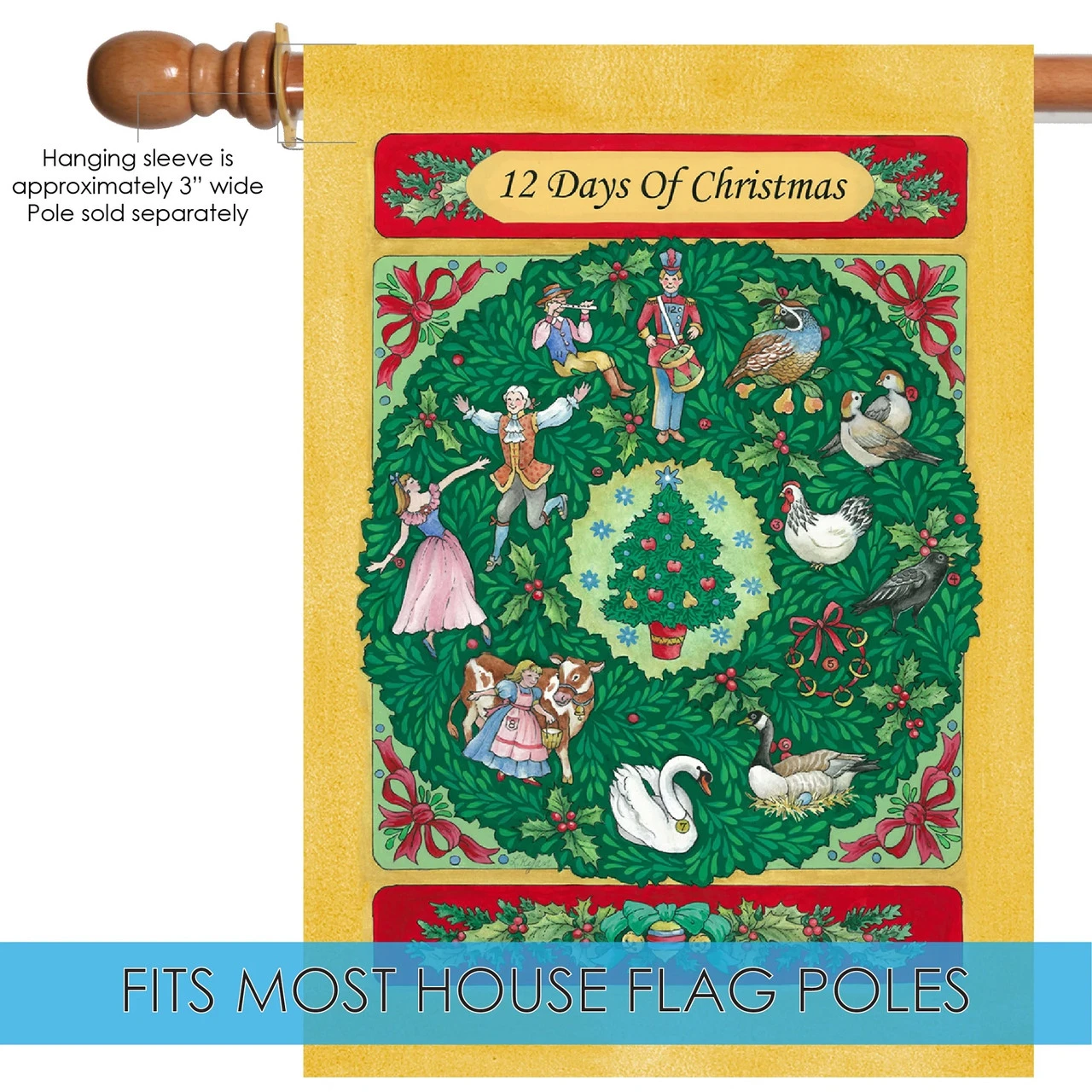 Twelve Days Of Christmas Outdoor House Flag 28" X 40" 5 Twelve Days Of Christmas Outdoor House Flag 28" X 40" - Image 5