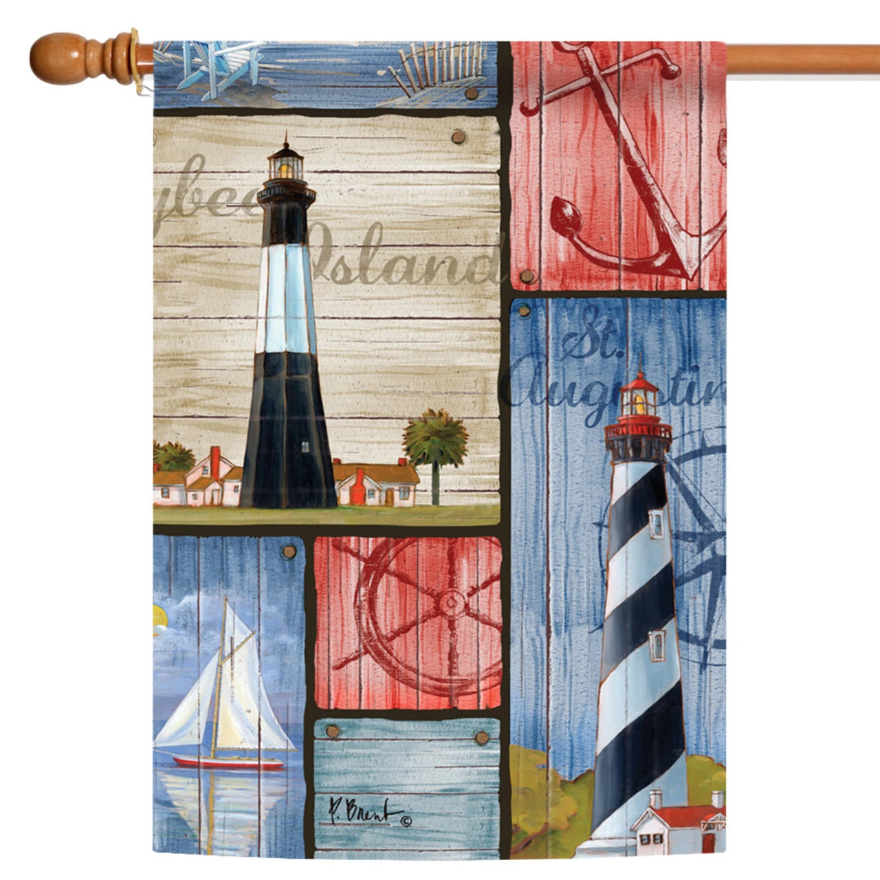 Rustic Boater's Collage Outdoor House Flag 40" X 28" 1 Rustic Boater's Collage Outdoor House Flag 40" X 28"