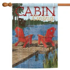 Rustic Cabin Living Outdoor House Flag 40" X 28"