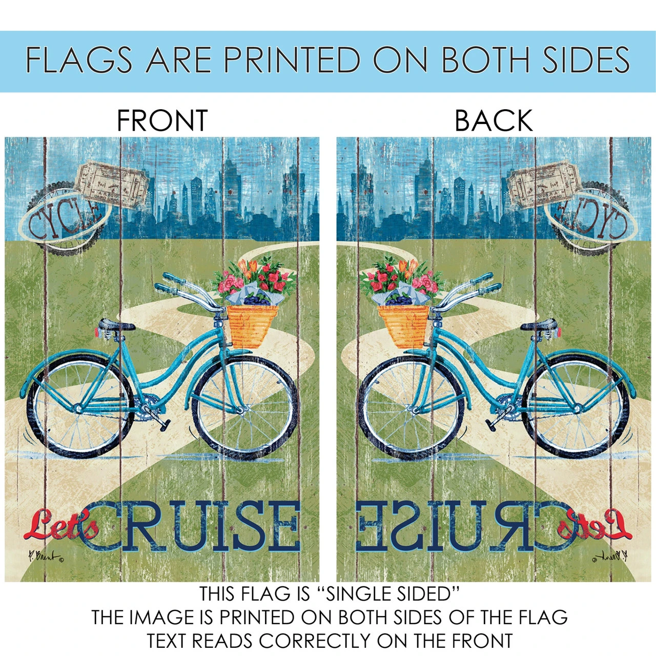 Let's Cruise Rustic Outdoor House Flag 40" X 28" 4 Let's Cruise Rustic Outdoor House Flag 40" X 28" - Image 4