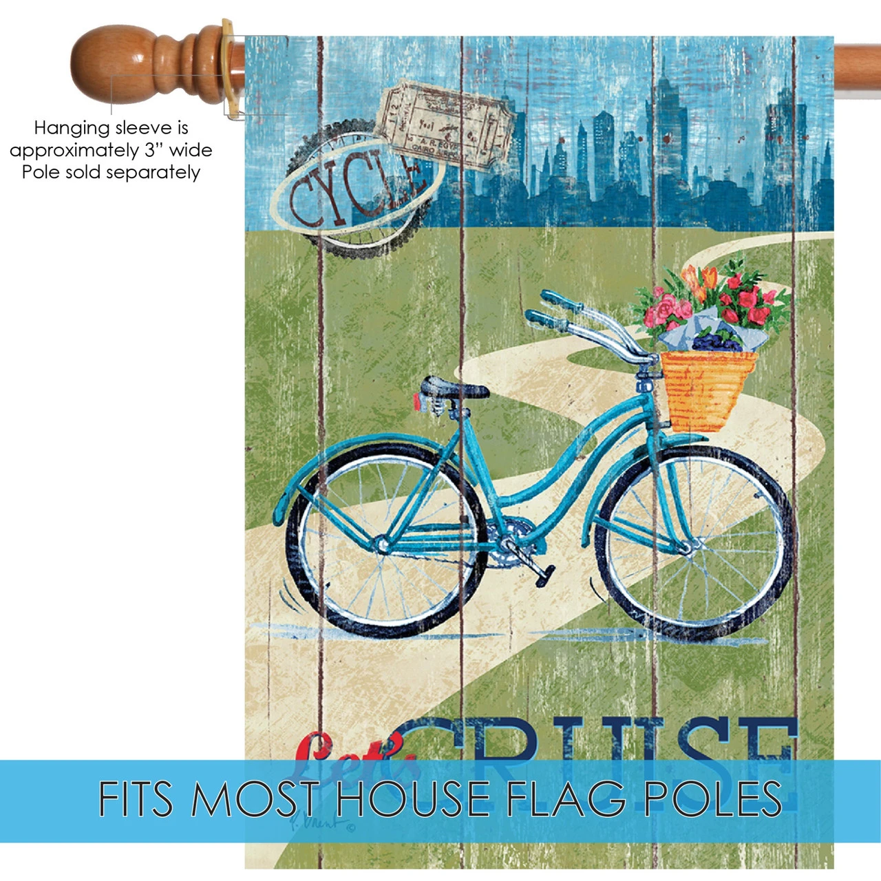 Let's Cruise Rustic Outdoor House Flag 40" X 28" 5 Let's Cruise Rustic Outdoor House Flag 40" X 28" - Image 5