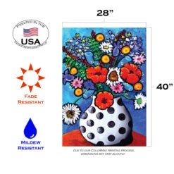 Polka Dot Vase With Flower Bouquet Outdoor House Flag 40" X 28" -PatioVibe Shop dtol 1010029 3 21970.1683094212