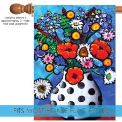 Polka Dot Vase With Flower Bouquet Outdoor House Flag 40" X 28" -PatioVibe Shop dtol 1010029 5 15280.1683094214