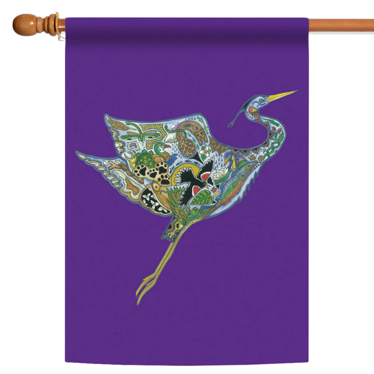 Animal Spirits Heron In Flight Outdoor House Flag 40" X 28" 1 Animal Spirits Heron In Flight Outdoor House Flag 40" X 28"