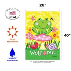 Green And Yellow Froggie With Friends Outdoor House Flag 28" X 40" 7 Green And Yellow Froggie With Friends Outdoor House Flag 28" X 40" -PatioVibe Shop dtol 1010055 3 64266.1683066462