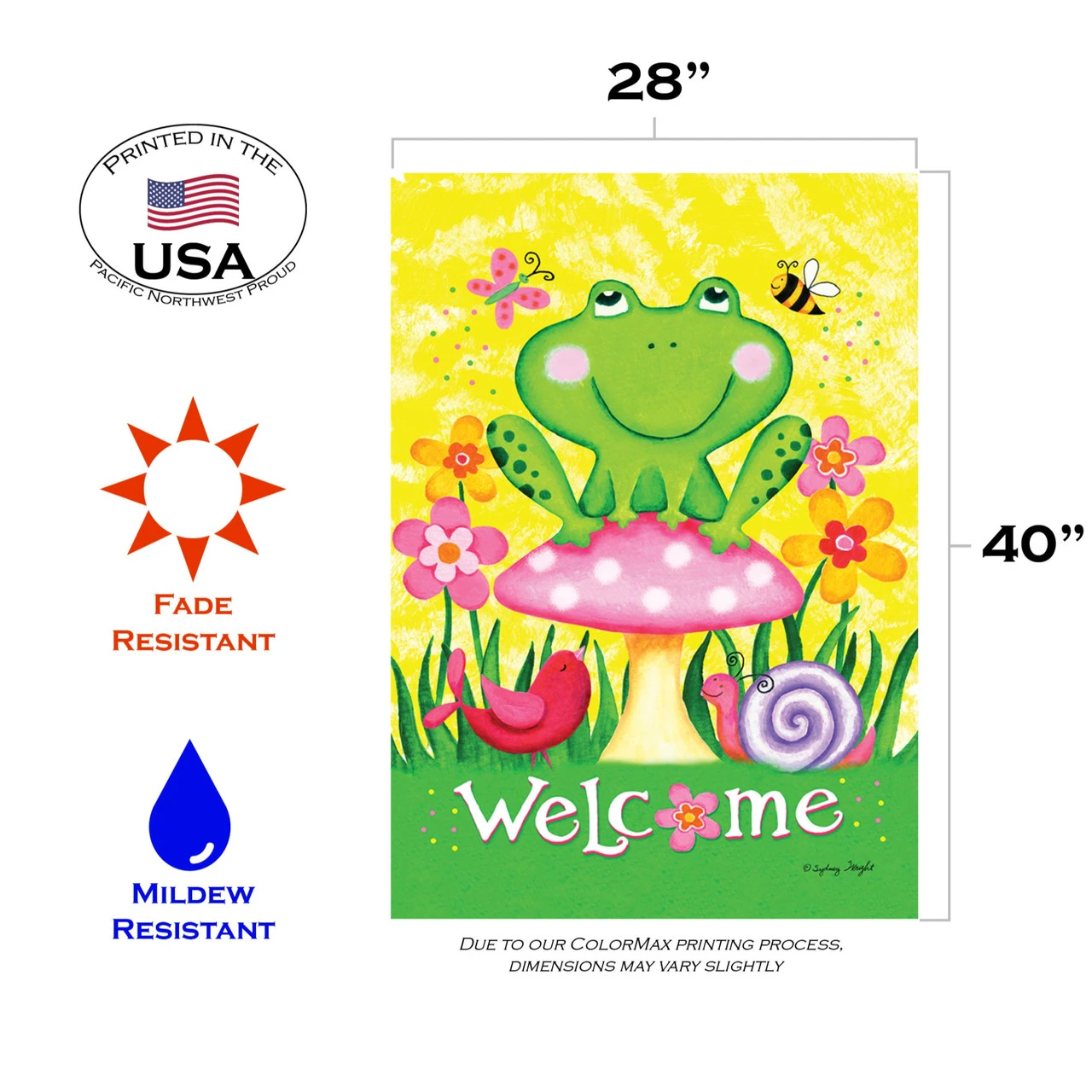 Green And Yellow Froggie With Friends Outdoor House Flag 28" X 40" 3 Green And Yellow Froggie With Friends Outdoor House Flag 28" X 40" - Image 3