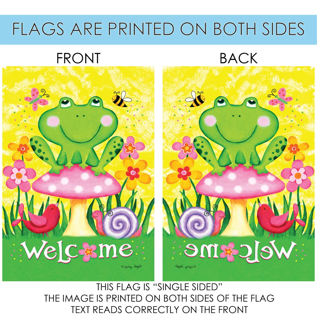 Green And Yellow Froggie With Friends Outdoor House Flag 28" X 40" 4 Green And Yellow Froggie With Friends Outdoor House Flag 28" X 40" - Image 4