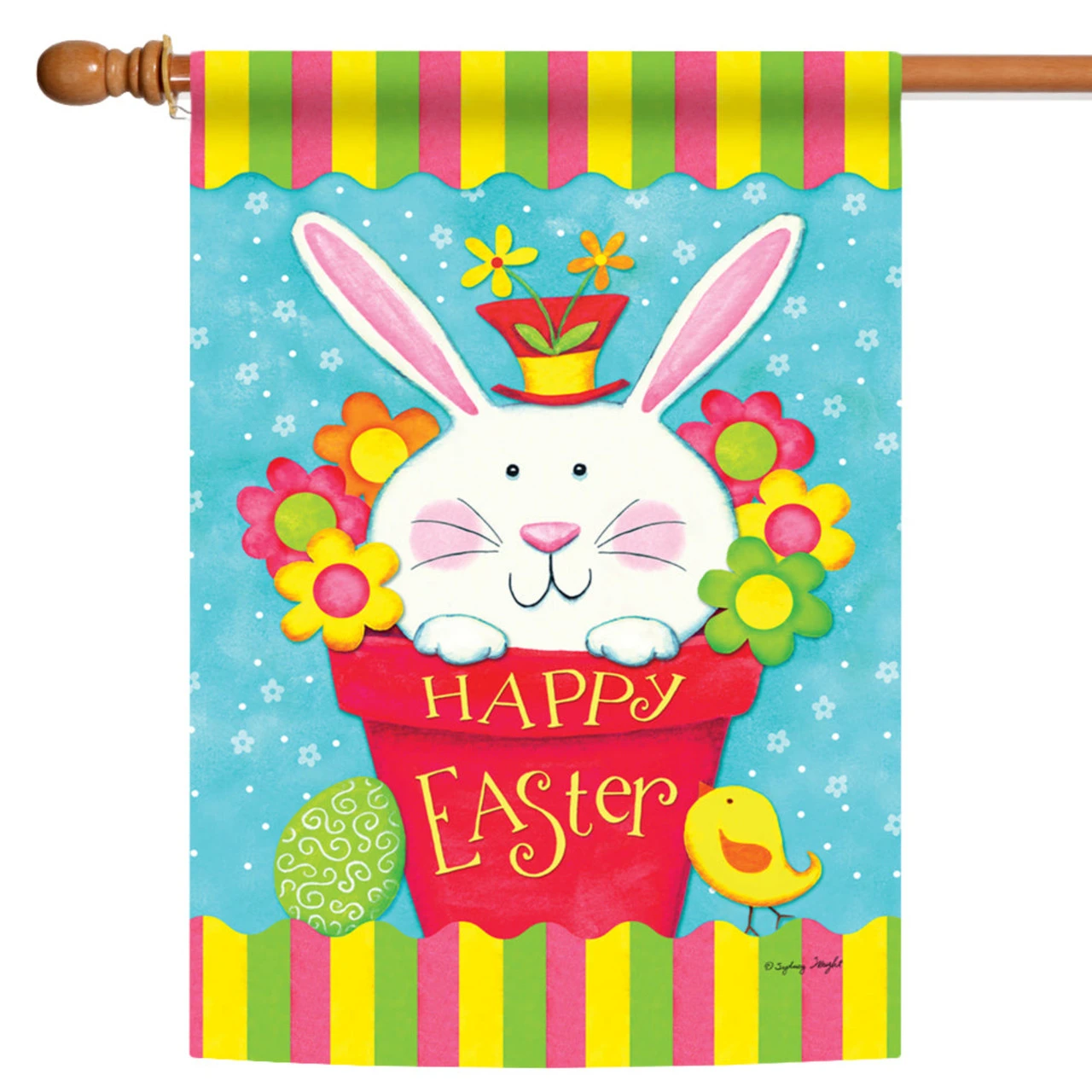 Blue And White Peeping Bunny Outdoor House Flag 28" X 40" 1 Blue And White Peeping Bunny Outdoor House Flag 28" X 40"