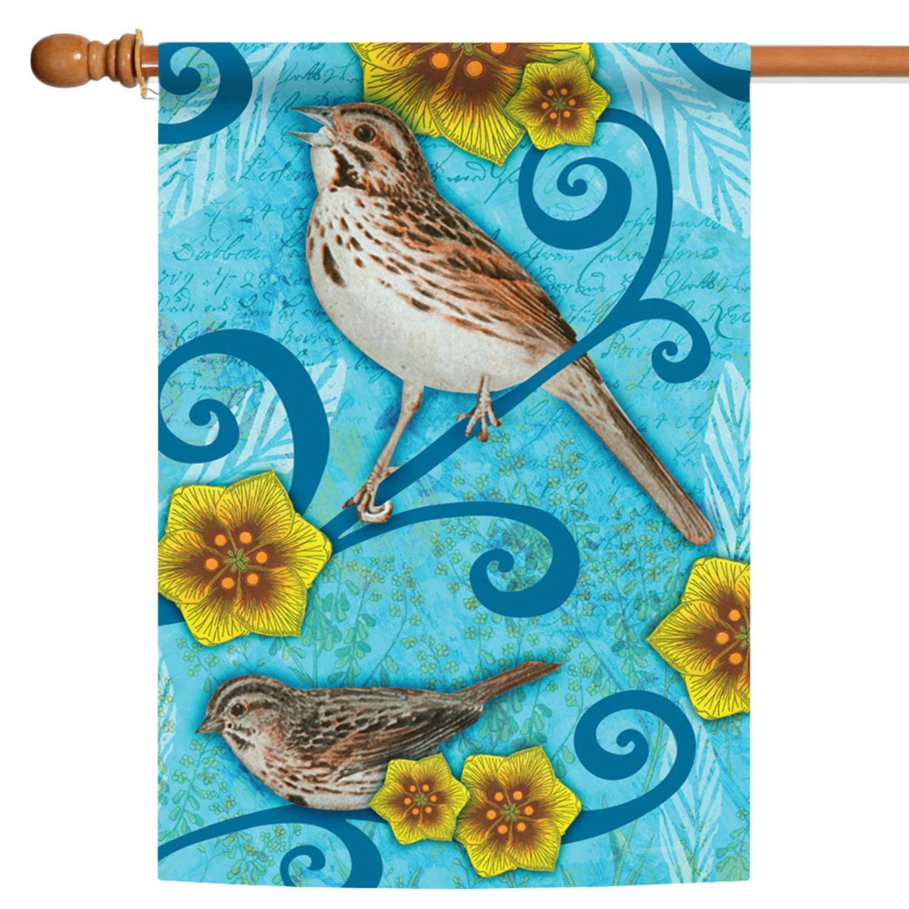 Blue And Brown Song Sparrow Outdoor House Flag 28" X 40" 1 Blue And Brown Song Sparrow Outdoor House Flag 28" X 40"