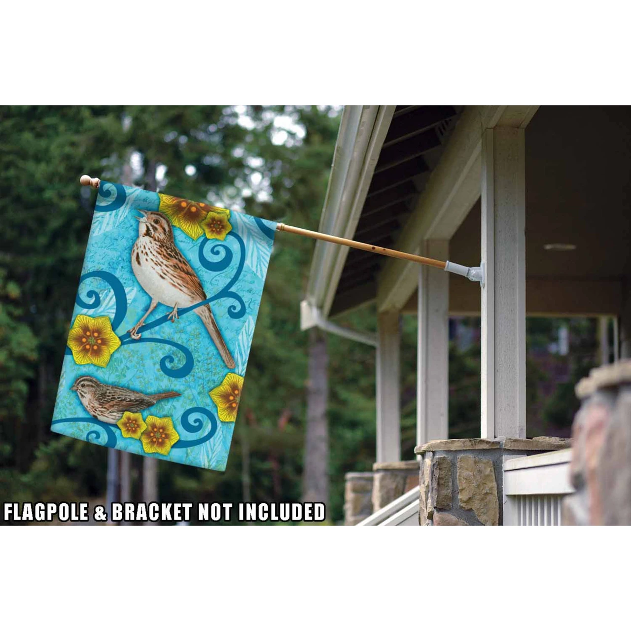 Blue And Brown Song Sparrow Outdoor House Flag 28" X 40" 2 Blue And Brown Song Sparrow Outdoor House Flag 28" X 40" - Image 2