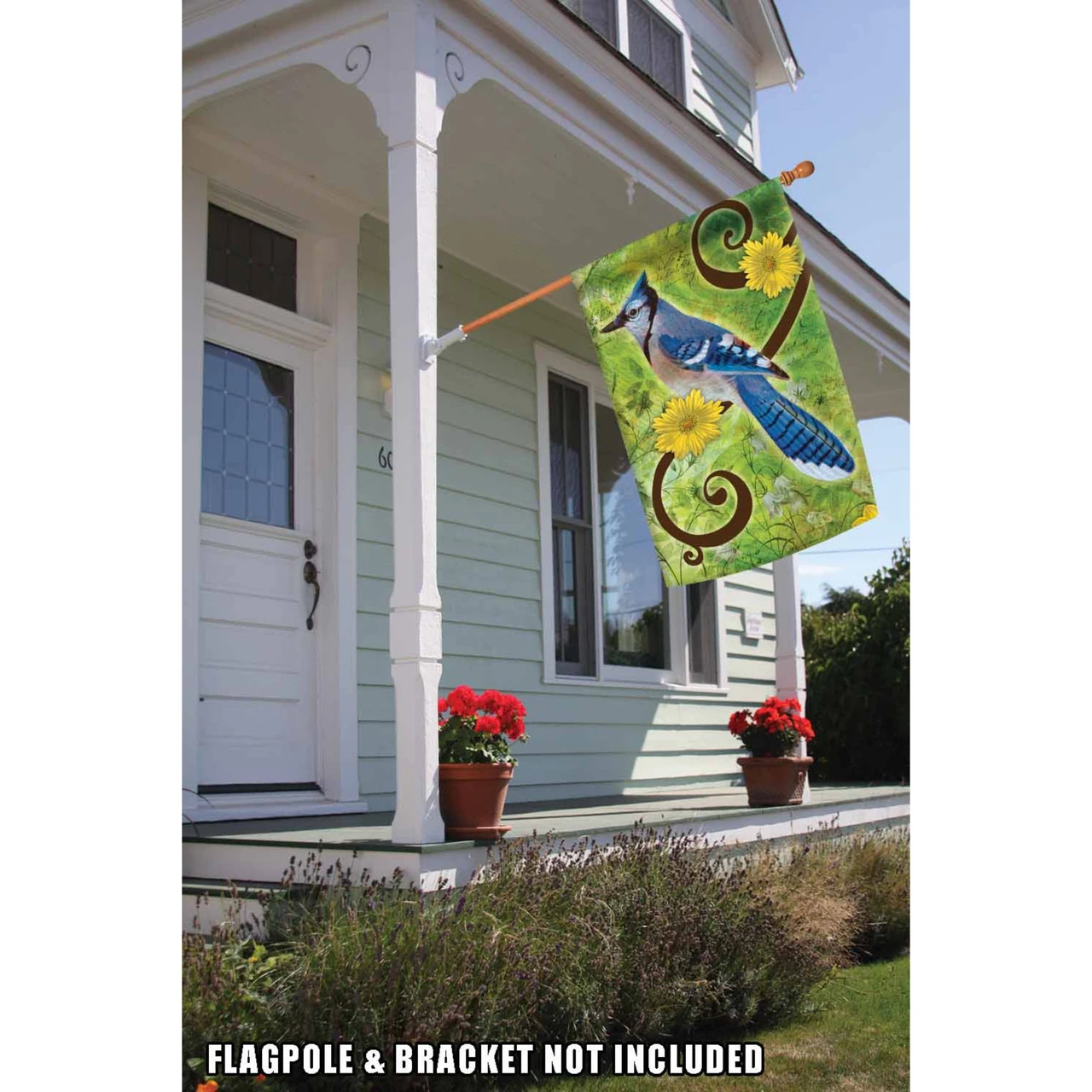 Green And Blue Jay Rectangular Outdoor Large House Flag 28" X 40" 2 Green And Blue Jay Rectangular Outdoor Large House Flag 28" X 40" - Image 2