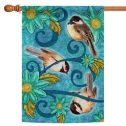 Black And Brown Chickadees Rectangular Outdoor Large House Flag 28" X 40"