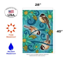 Black And Brown Chickadees Rectangular Outdoor Large House Flag 28" X 40" -PatioVibe Shop dtol 1010084 3 53301.1683094205