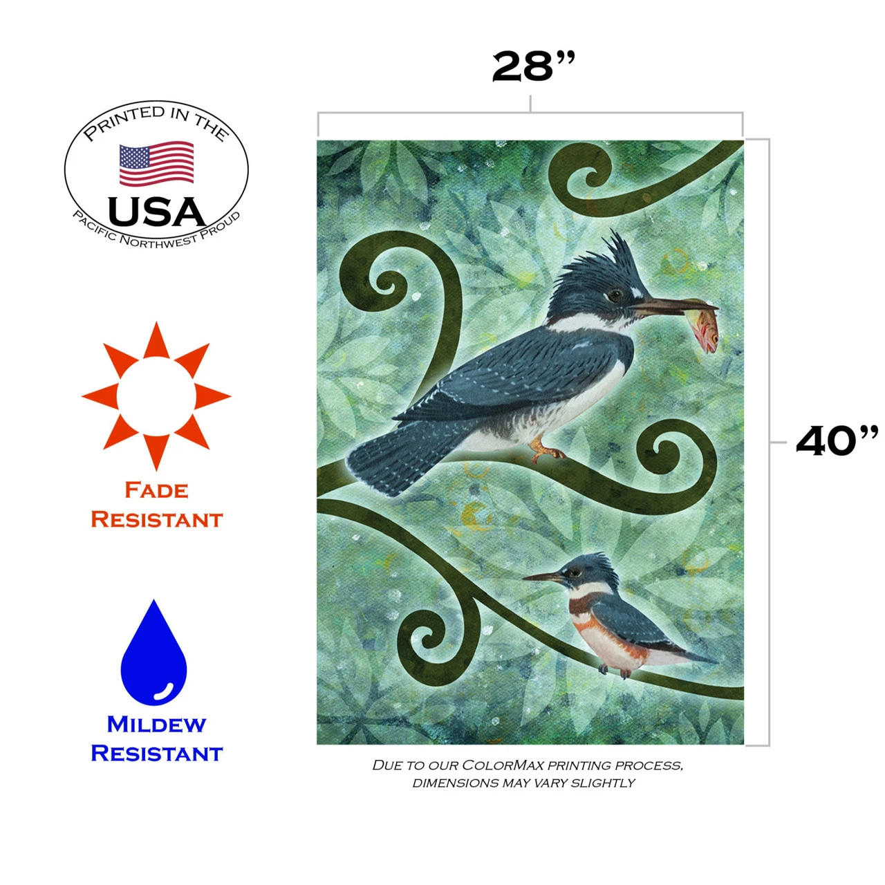 Blue And White Kingfisher Rectangular Outdoor Large House Flag 28" X 40" 3 Blue And White Kingfisher Rectangular Outdoor Large House Flag 28" X 40" - Image 3
