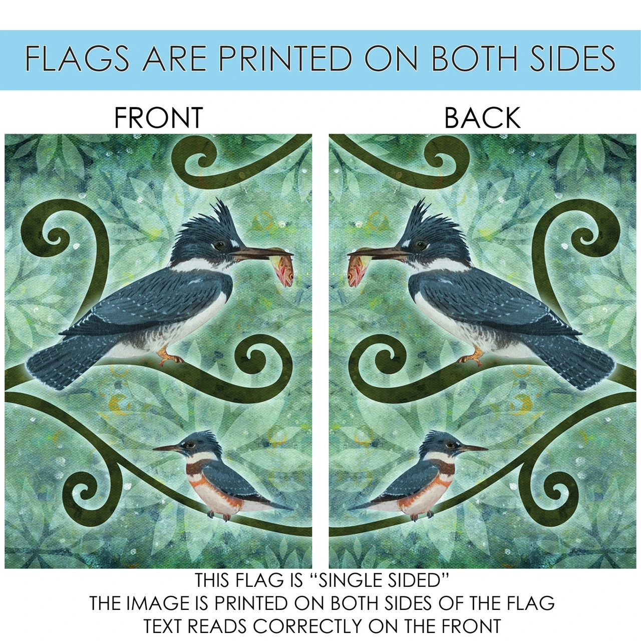 Blue And White Kingfisher Rectangular Outdoor Large House Flag 28" X 40" 4 Blue And White Kingfisher Rectangular Outdoor Large House Flag 28" X 40" - Image 4