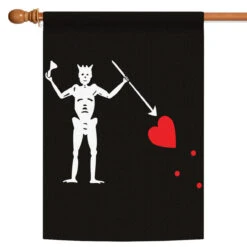Black And White Jolly Roger Halloween Outdoor House Flag 40" X 28"