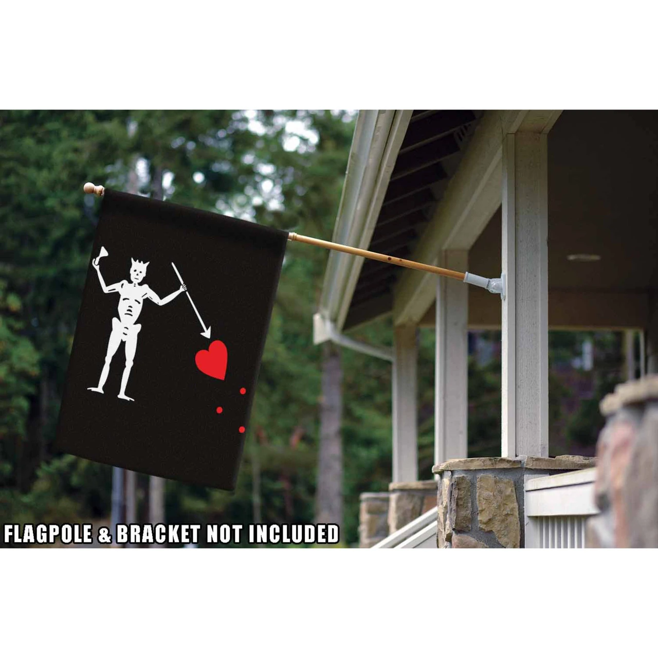 Black And White Jolly Roger Halloween Outdoor House Flag 40" X 28" 2 Black And White Jolly Roger Halloween Outdoor House Flag 40" X 28" - Image 2