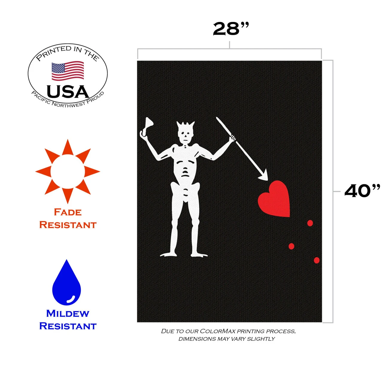 Black And White Jolly Roger Halloween Outdoor House Flag 40" X 28" 3 Black And White Jolly Roger Halloween Outdoor House Flag 40" X 28" - Image 3