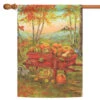 Red And Orange Harvest Wheel Barrow Outdoor House Flag 40" X 28"