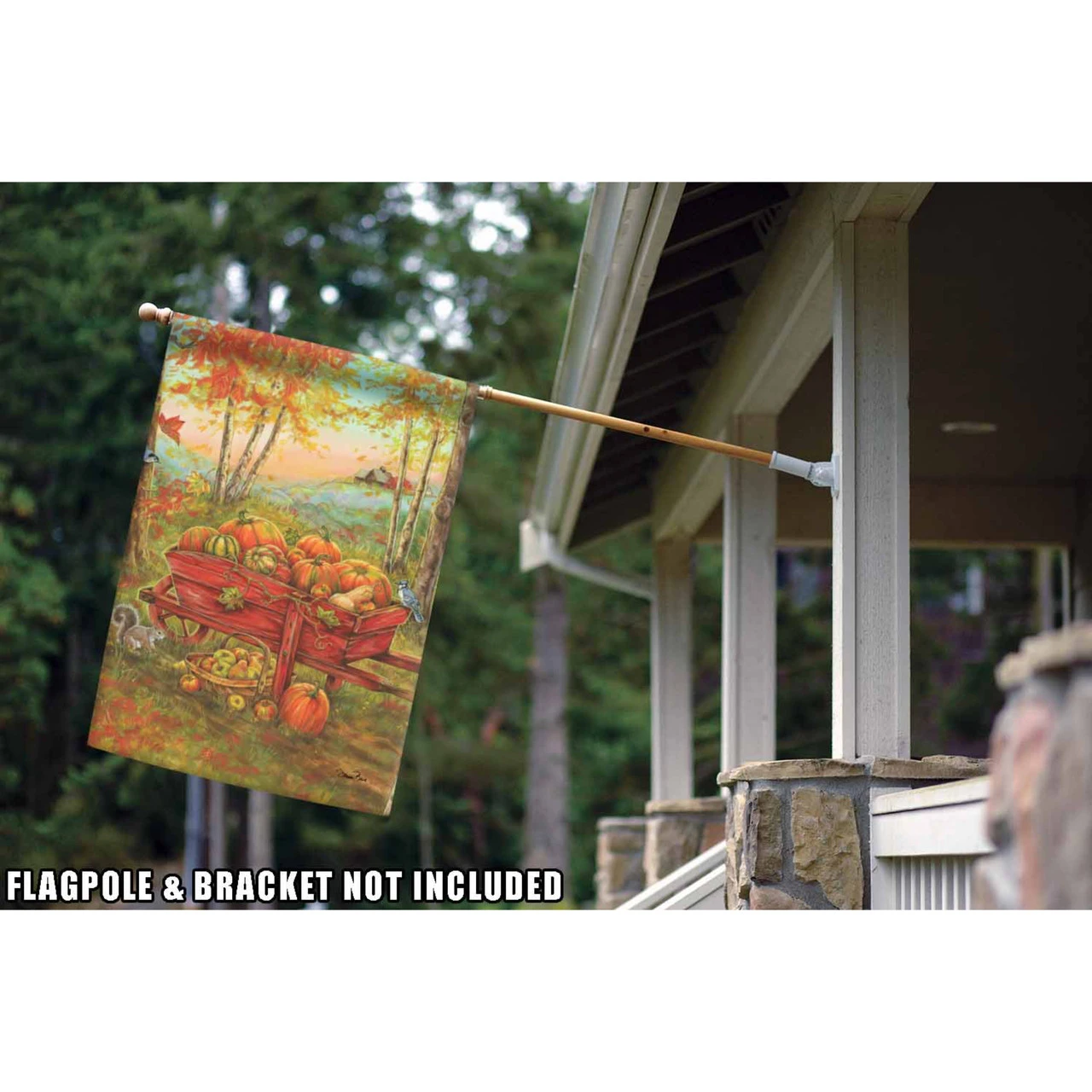 Red And Orange Harvest Wheel Barrow Outdoor House Flag 40" X 28" 2 Red And Orange Harvest Wheel Barrow Outdoor House Flag 40" X 28" - Image 2